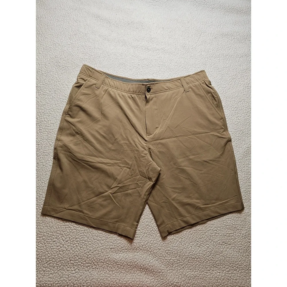 Arctic Cool Mens Tan Khaki Instant Cooling Performance Golf Shorts Size 38